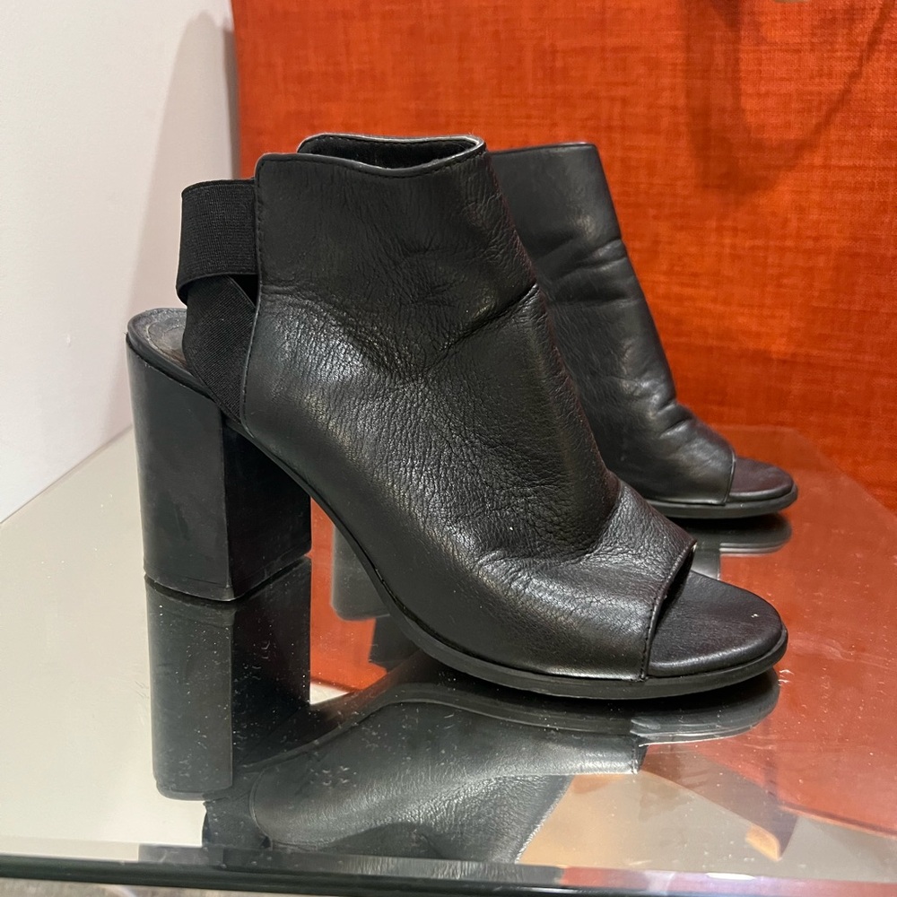 Steve Madden Black Open-Toe Heeled Booties
